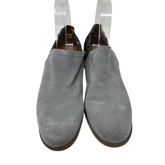 Toms Shaye  Womens Gray Suede & Black Patterned Slip-On Booties Low Heel Size 9W - Picture 7 of 12